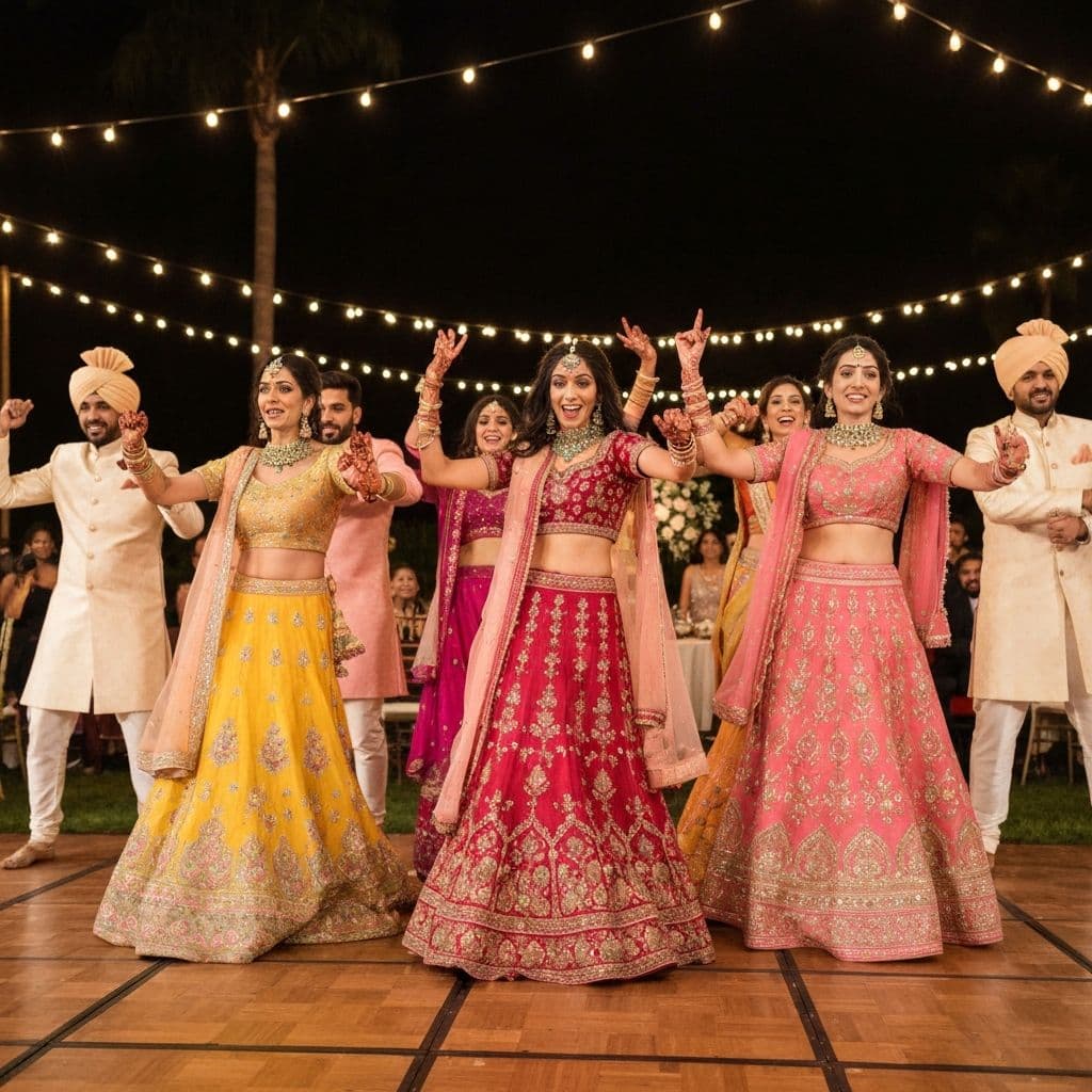 Group performing at Indian wedding sangeet
